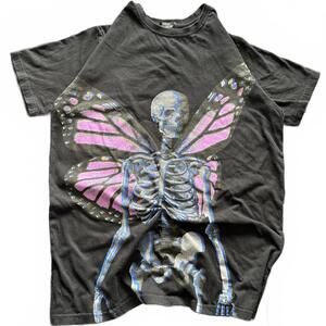 Social Collision Skeleton Butterfly Graphic Tee - Grunge / Emo Aesthetic